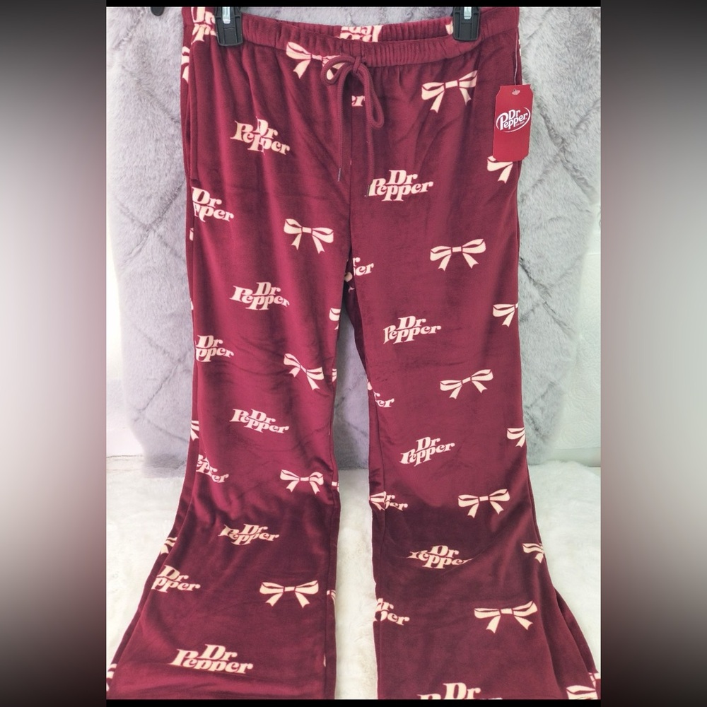 Dr. Pepper Bow velour lounge pants- M